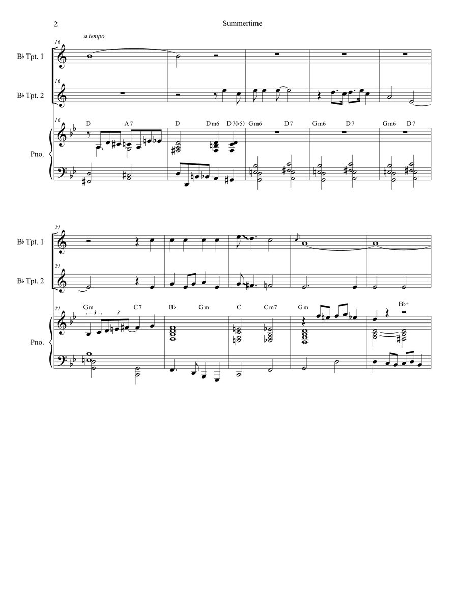Summertime Summertime Trumpet Duet scores gallery preview page 2