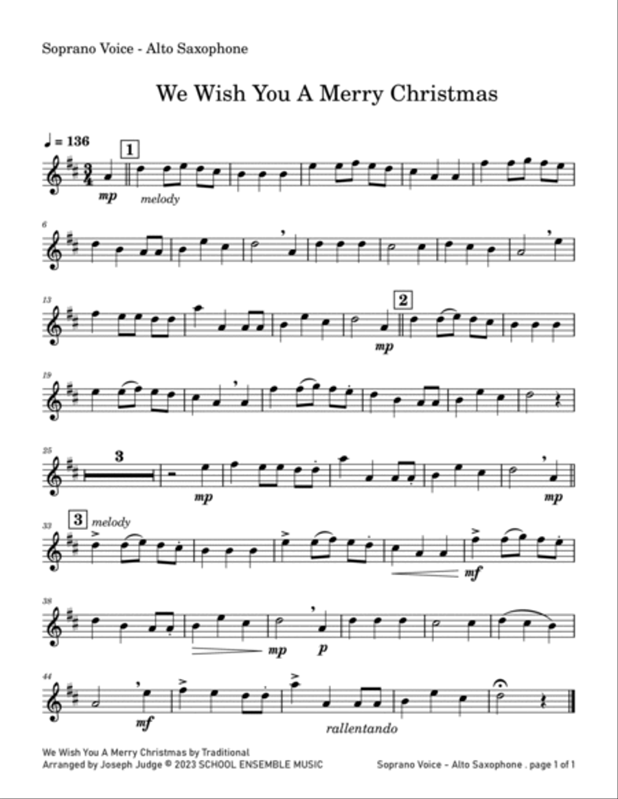 We Wish You A Merry Christmas for Saxophone Quartet in Schools Saxophone Quartet scores gallery preview page 4