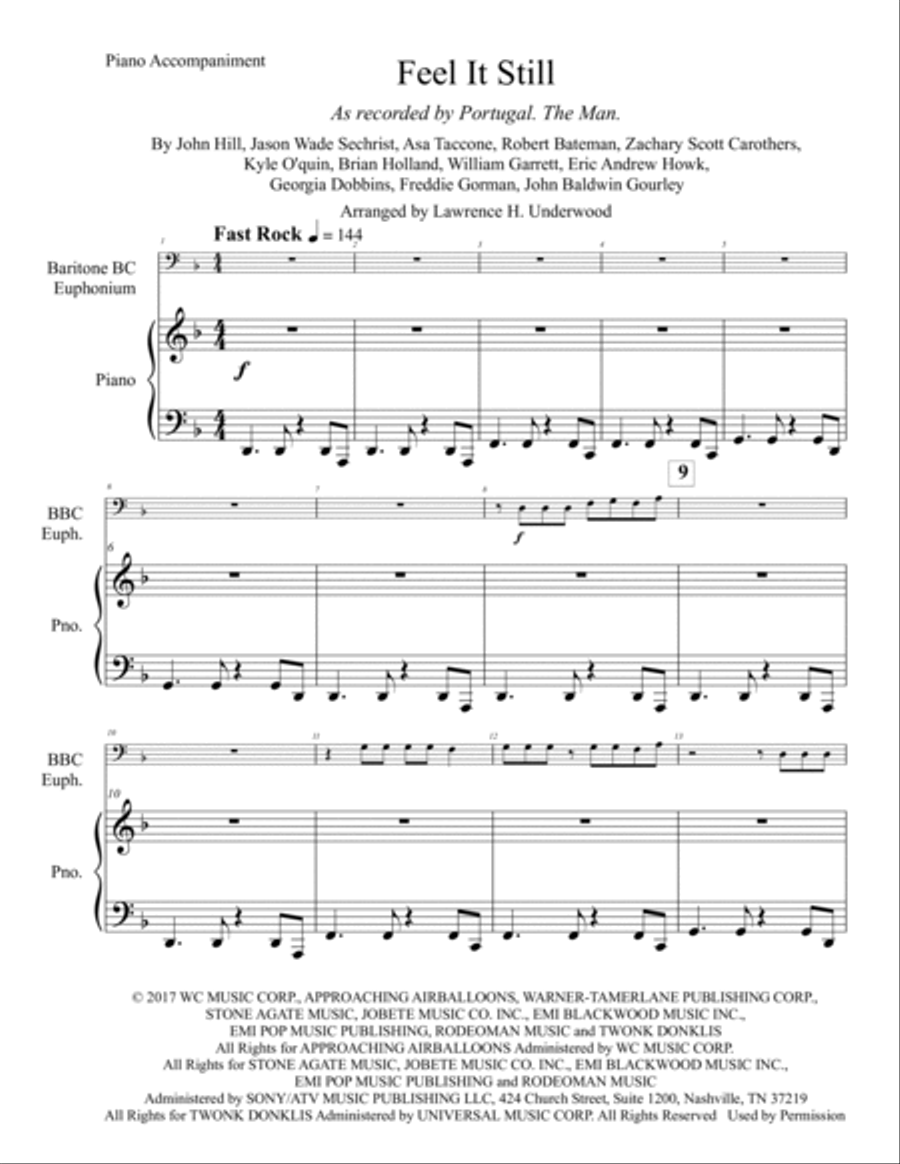 Feel It Still Baritone Horn BC scores gallery preview page 2