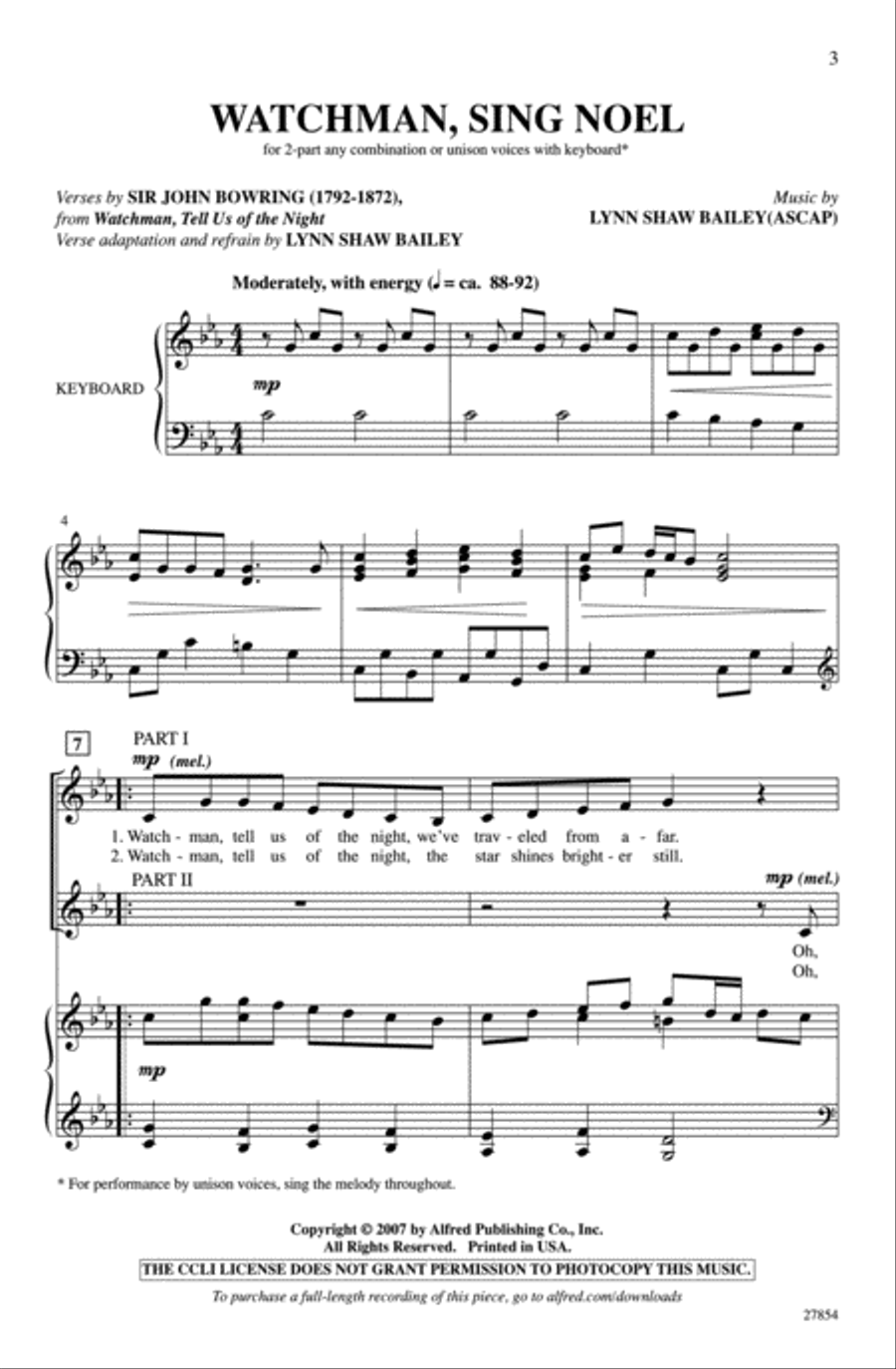 Watchman, Sing Noel Watchman, Sing Noel Unison Choir scores gallery preview page 2