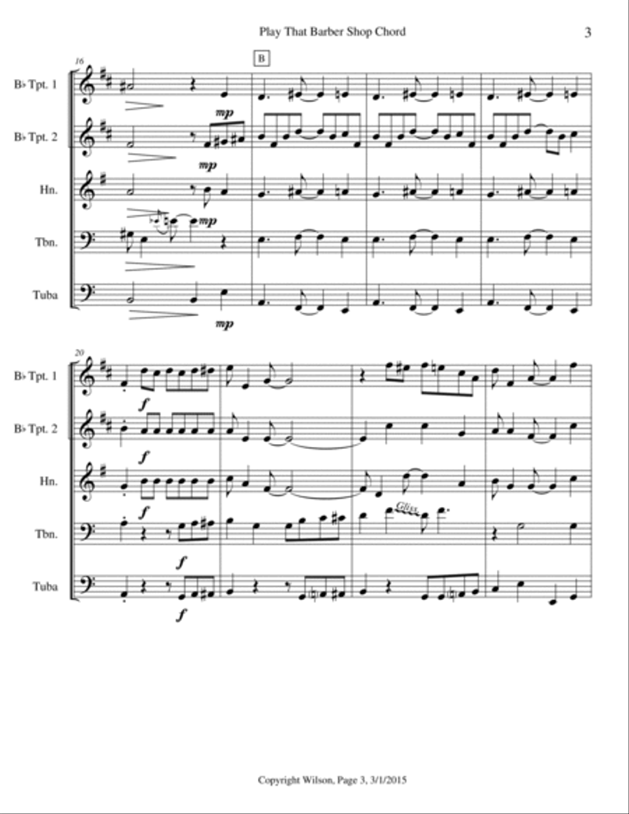 Play That Barber Shop Chord Brass Quintet scores gallery preview page 4