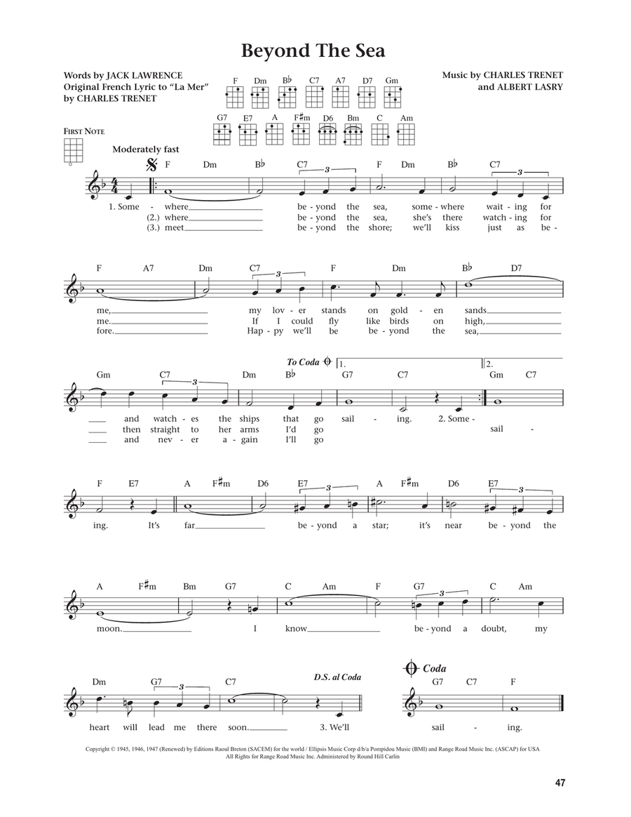 Beyond The Sea (from The Daily Ukulele) (arr. Jim Beloff) Ukulele scores gallery preview page 1