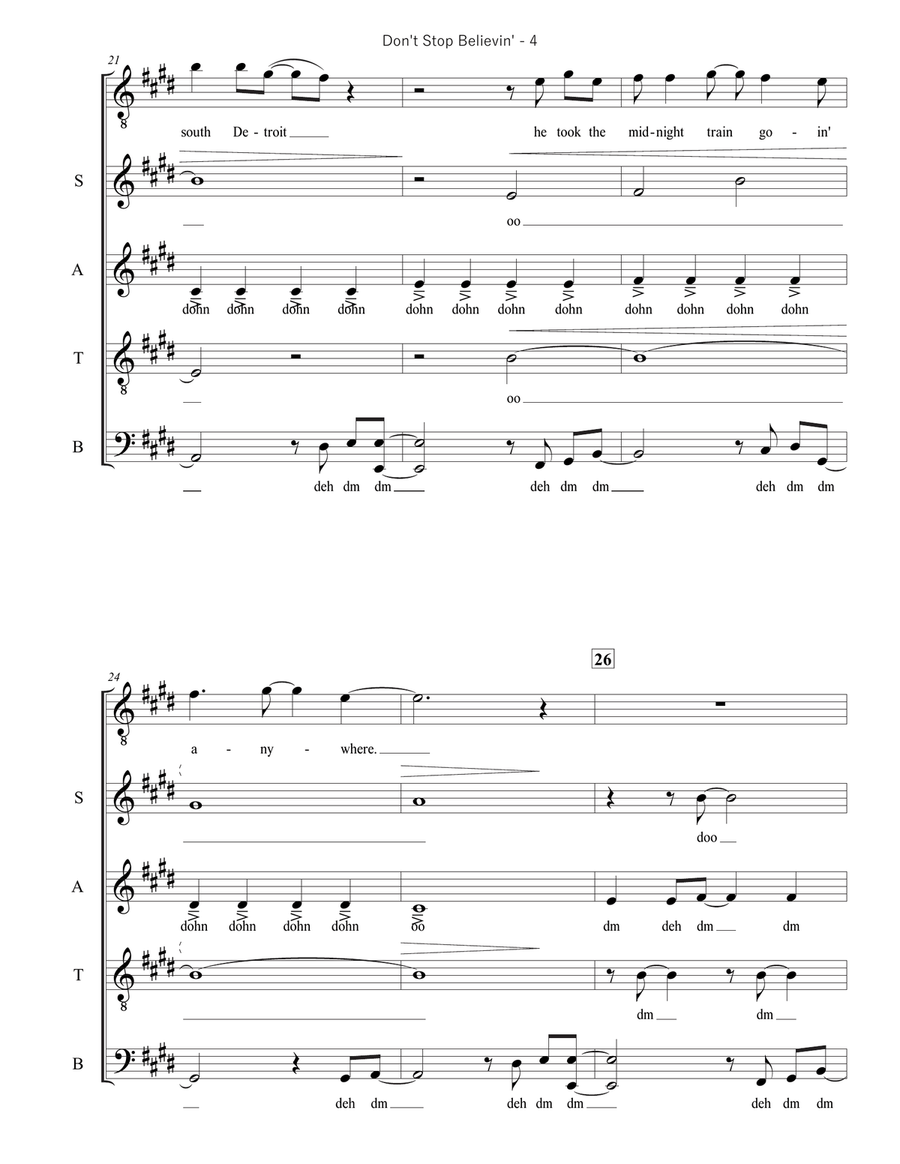 Don't Stop Believin' Don't Stop Believin' 4-Part scores gallery preview page 4