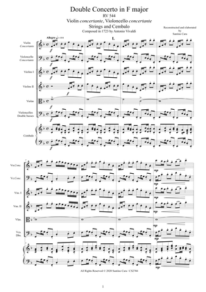 Book cover for Vivaldi - Double Concerto in F major RV 544 for Violin, Cello, Strings and Cembalo