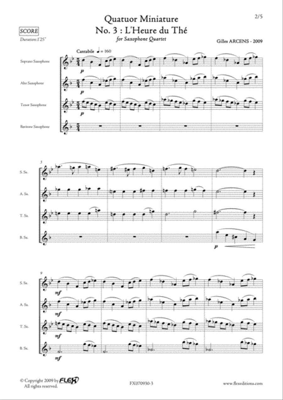 Quartet Miniature No. 3 Saxophone Quartet scores gallery preview page 2