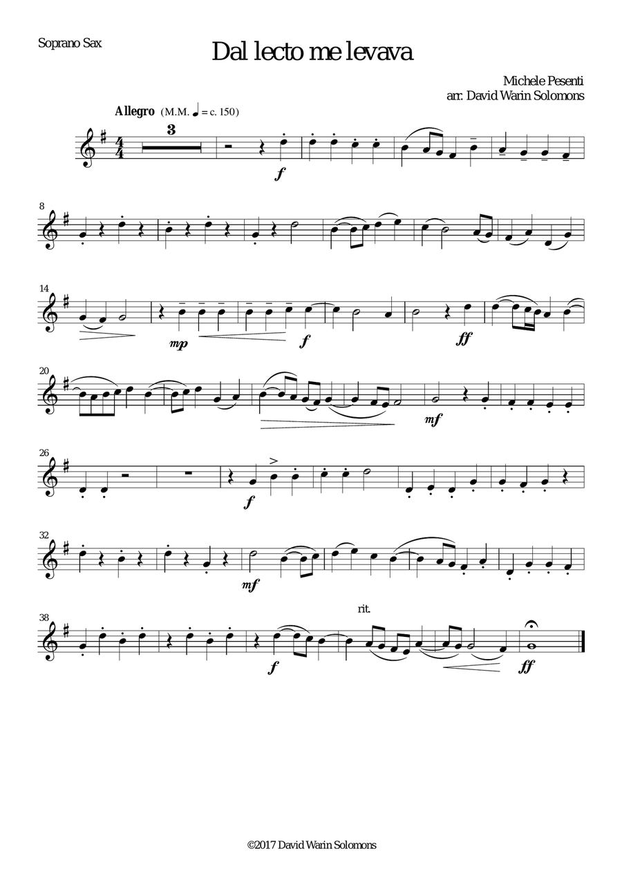 Dal lecto me levava for saxophone quartet Saxophone Quartet scores gallery preview page 4