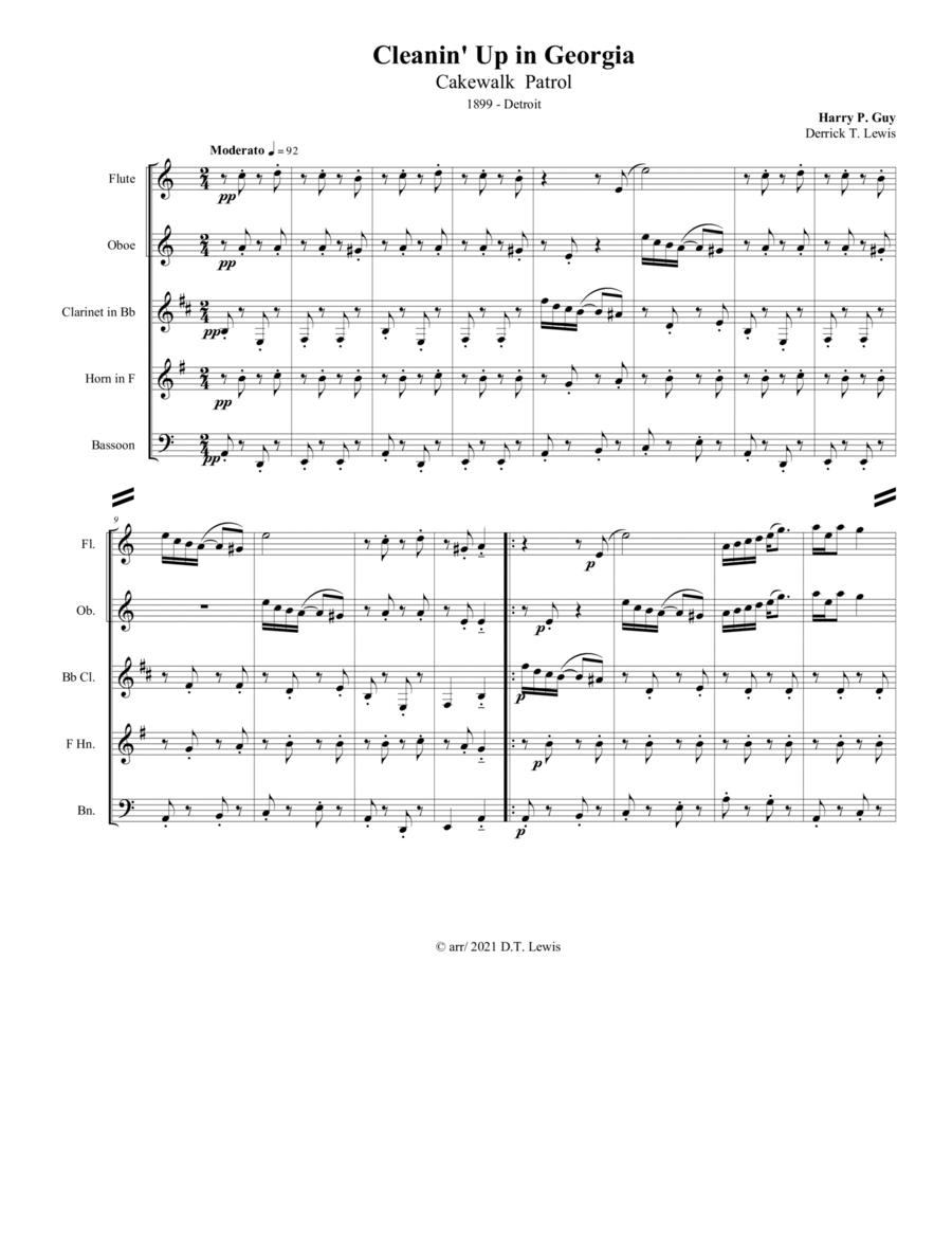 Cleanin' Up in Georgia Woodwind Quintet scores gallery preview page 1