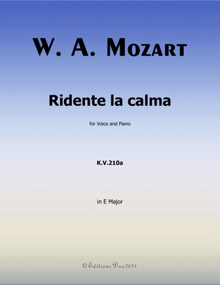 Book cover for Ridente la calma, by Mozart, in E Major