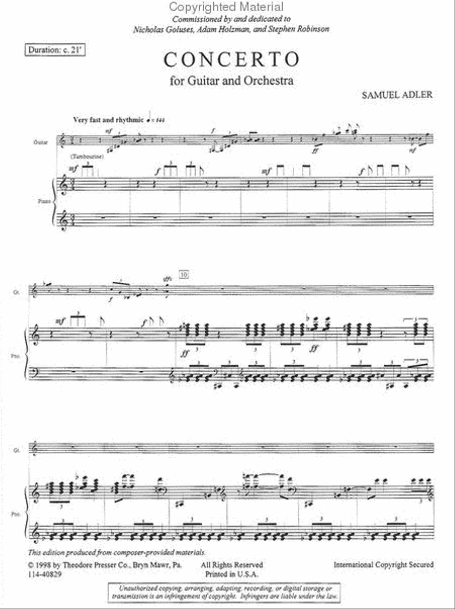 Concerto For Guitar And Orchestra Classical Guitar scores gallery preview page 2