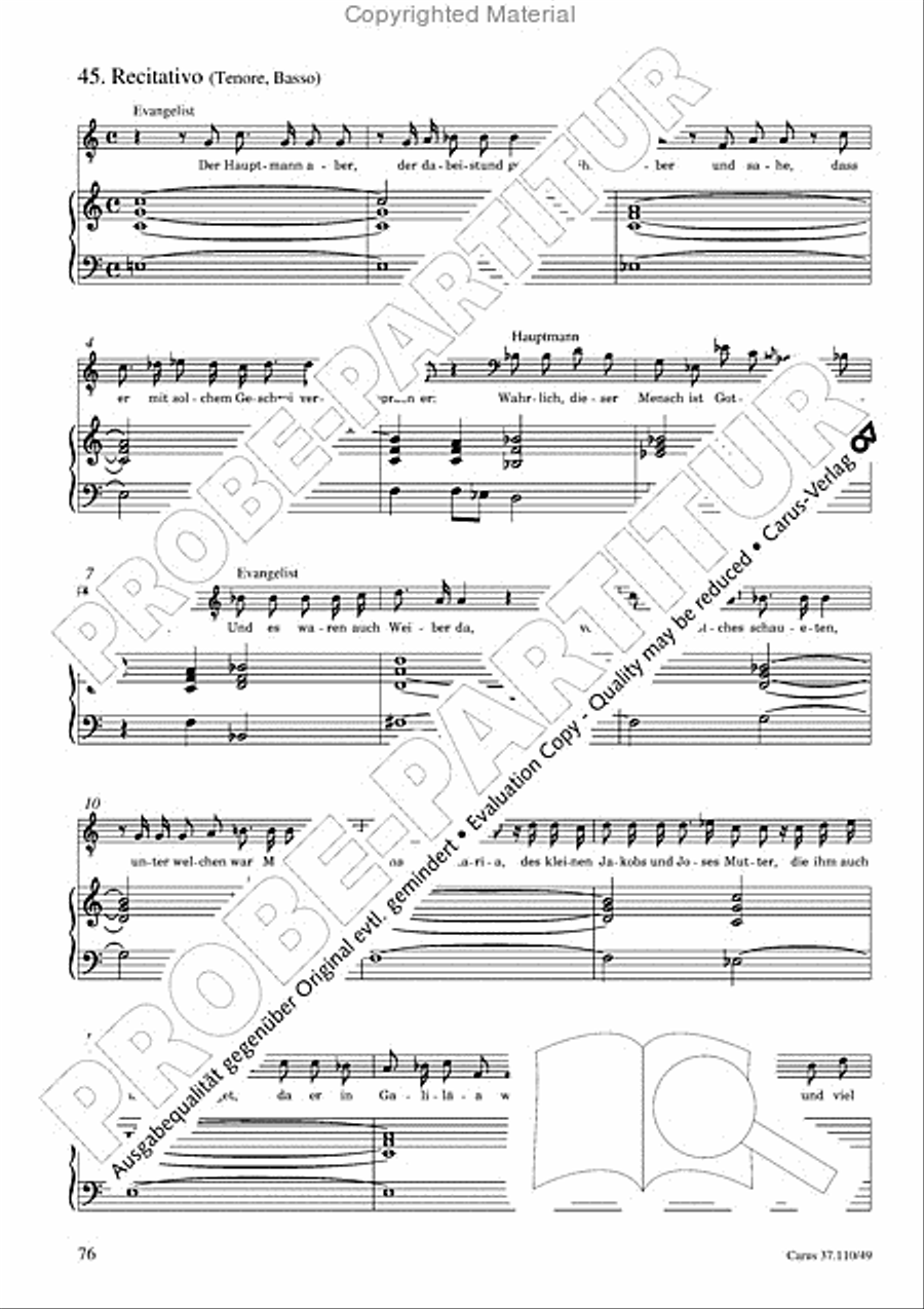 Markuspassion. Werkausgabe Reihe 1, Bd. 7 (Homilius) Organ scores gallery preview page 77