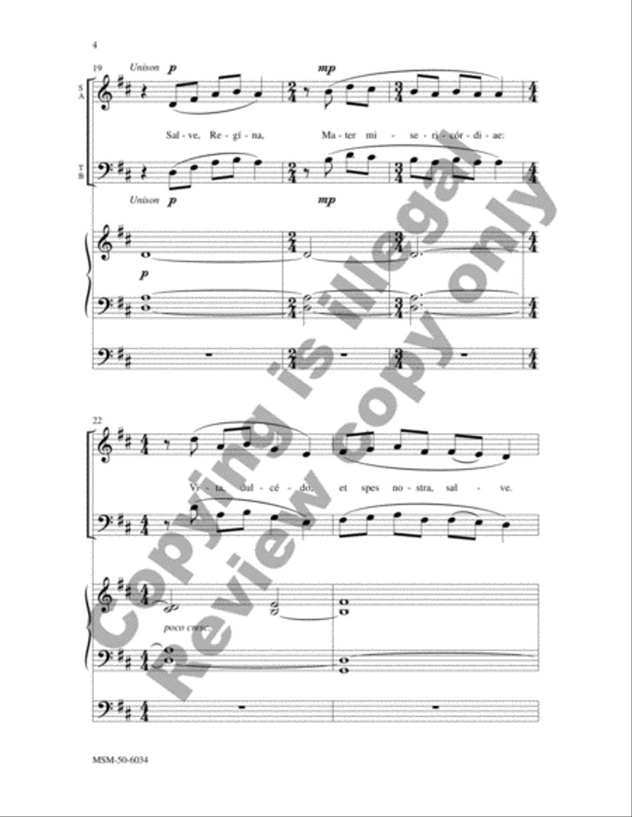 Salve Regina Unison Choir scores gallery preview page 4