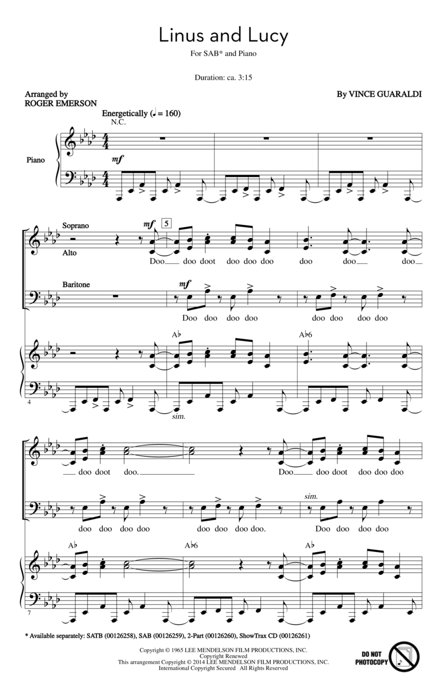 Linus And Lucy 3-Part scores gallery preview page 1
