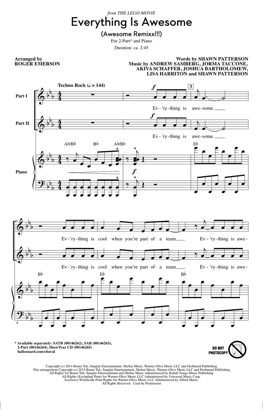 Everything Is Awesome (from The Lego Movie) (arr. Roger Emerson)