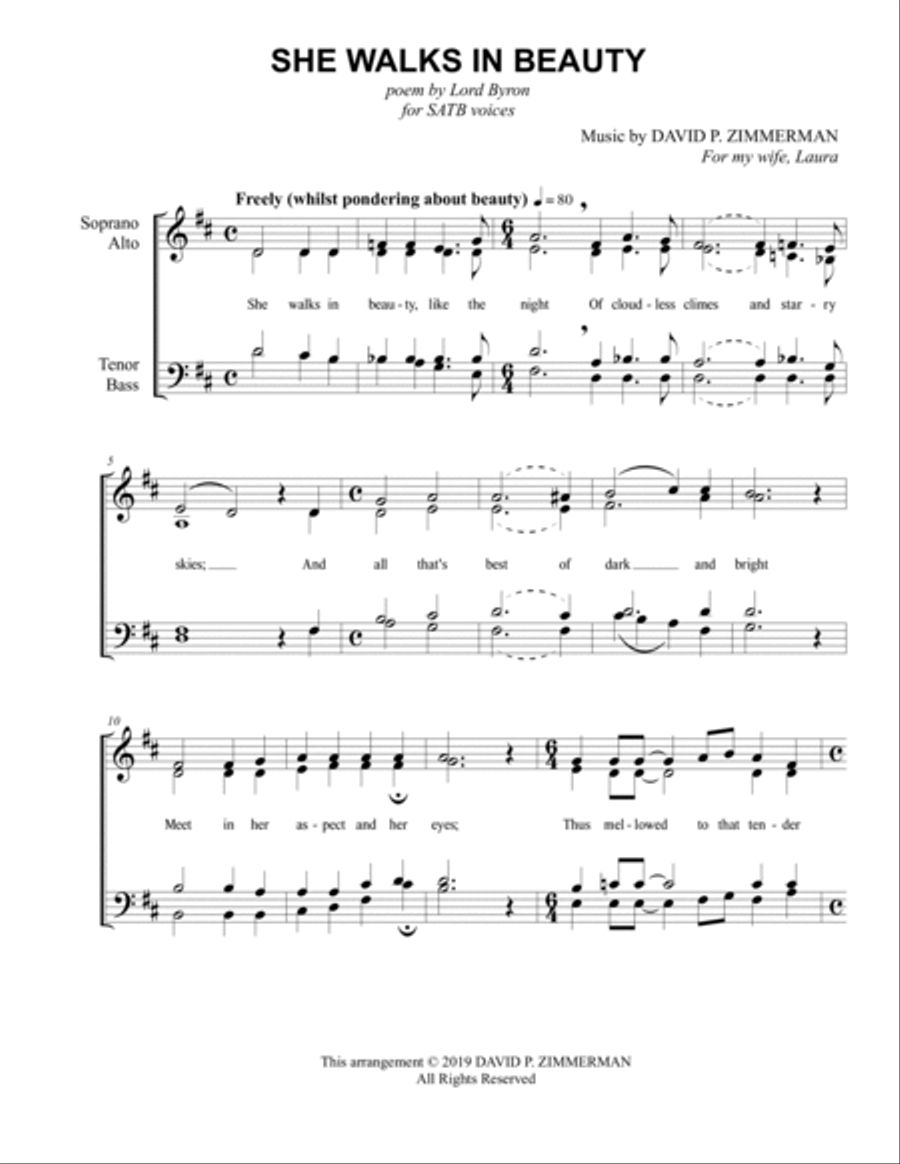 She Walks in Beauty (SATB) Divisi scores gallery preview page 2