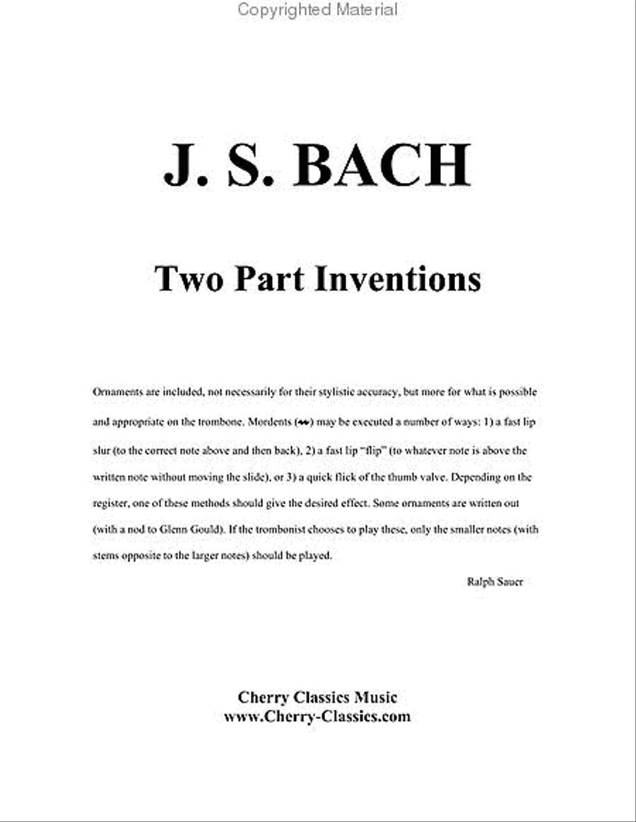 Two Part Inventions for two Trombones Trombone Duet scores gallery preview page 2