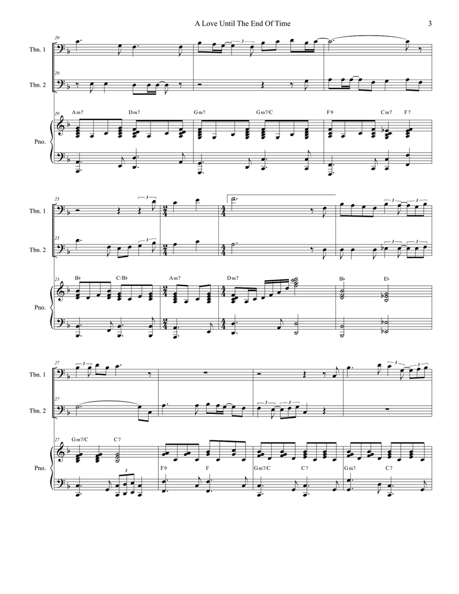 A Love Until The End Of Time Trombone Duet scores gallery preview page 3
