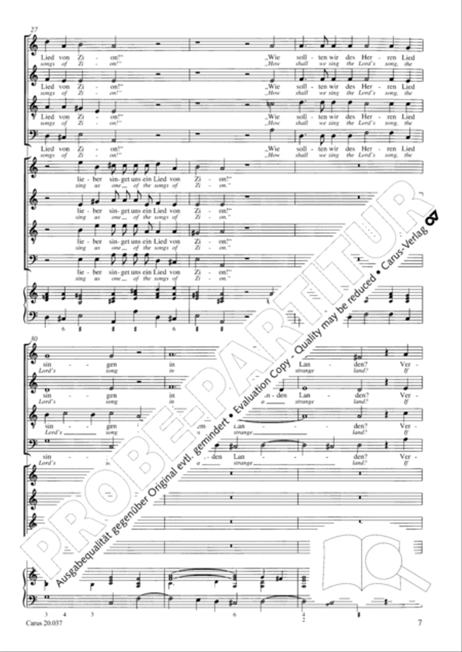 An den Wassern zu Babel sassen wir 4-Part scores gallery preview page 8