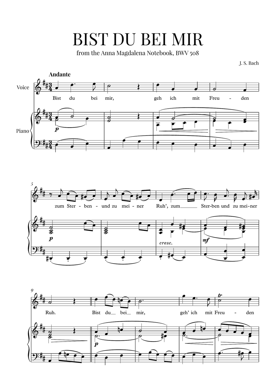 Bist du Bei Mir (D-Major) Small Ensemble scores gallery preview page 1