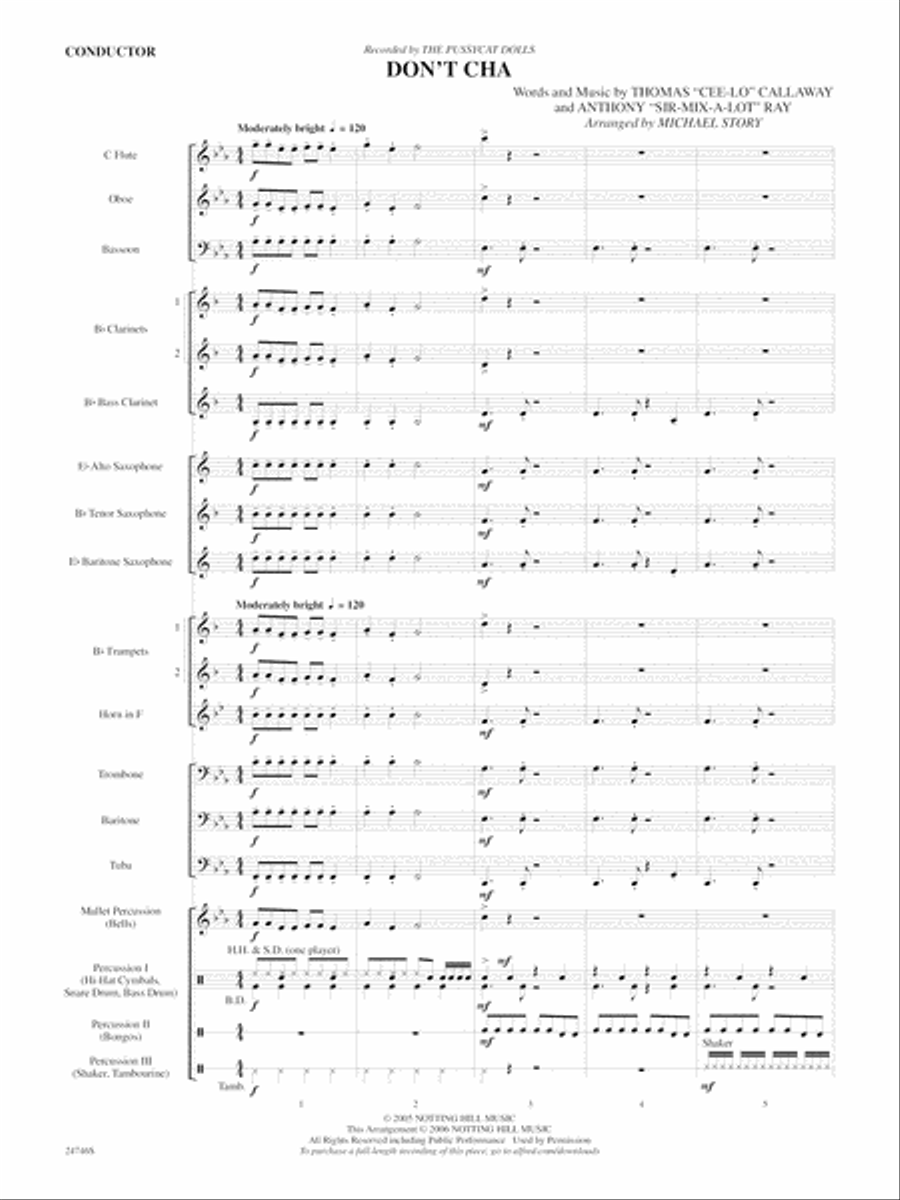 Don't Cha (recorded by The Pussycat Dolls): Score Concert Band scores gallery preview page 3