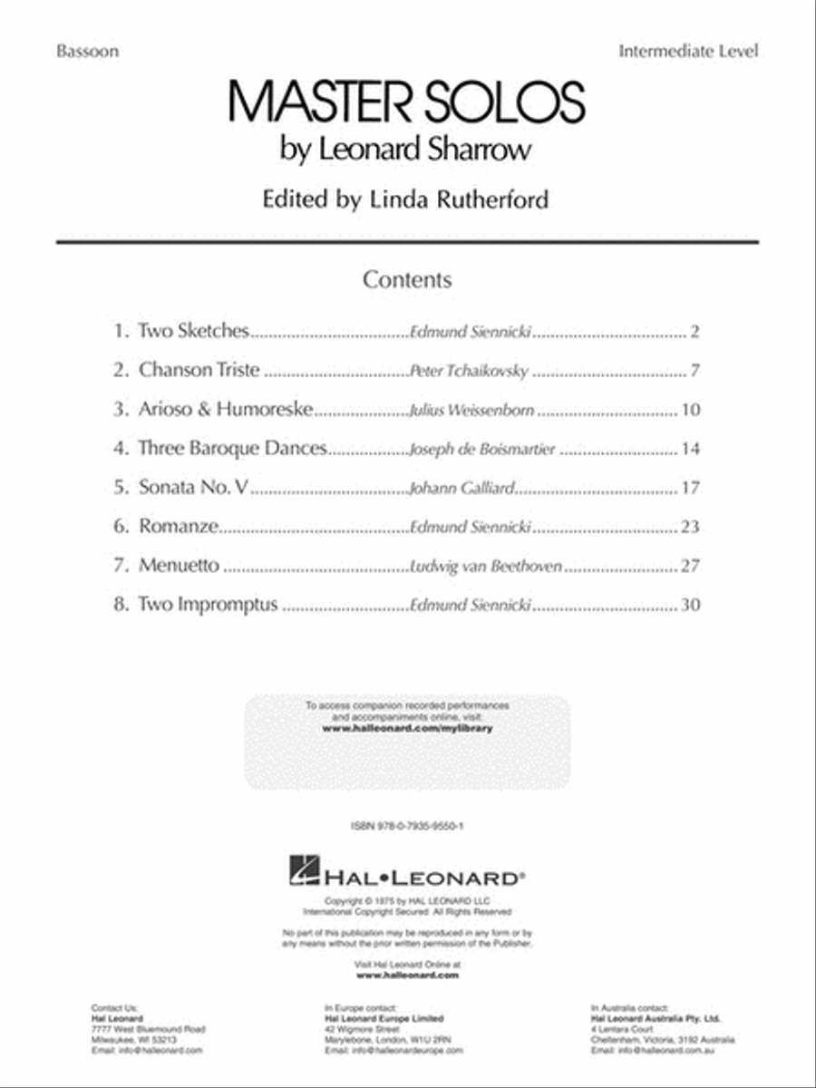 Master Solos Intermediate Level – Bassoon Bassoon Solo scores gallery preview page 2