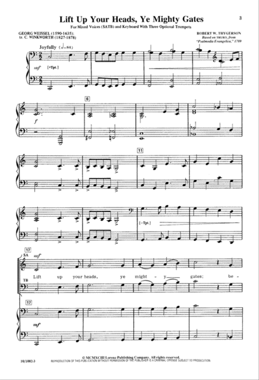 Lift Up Your Heads, Ye Mighty Gates 4-Part scores gallery preview page 3
