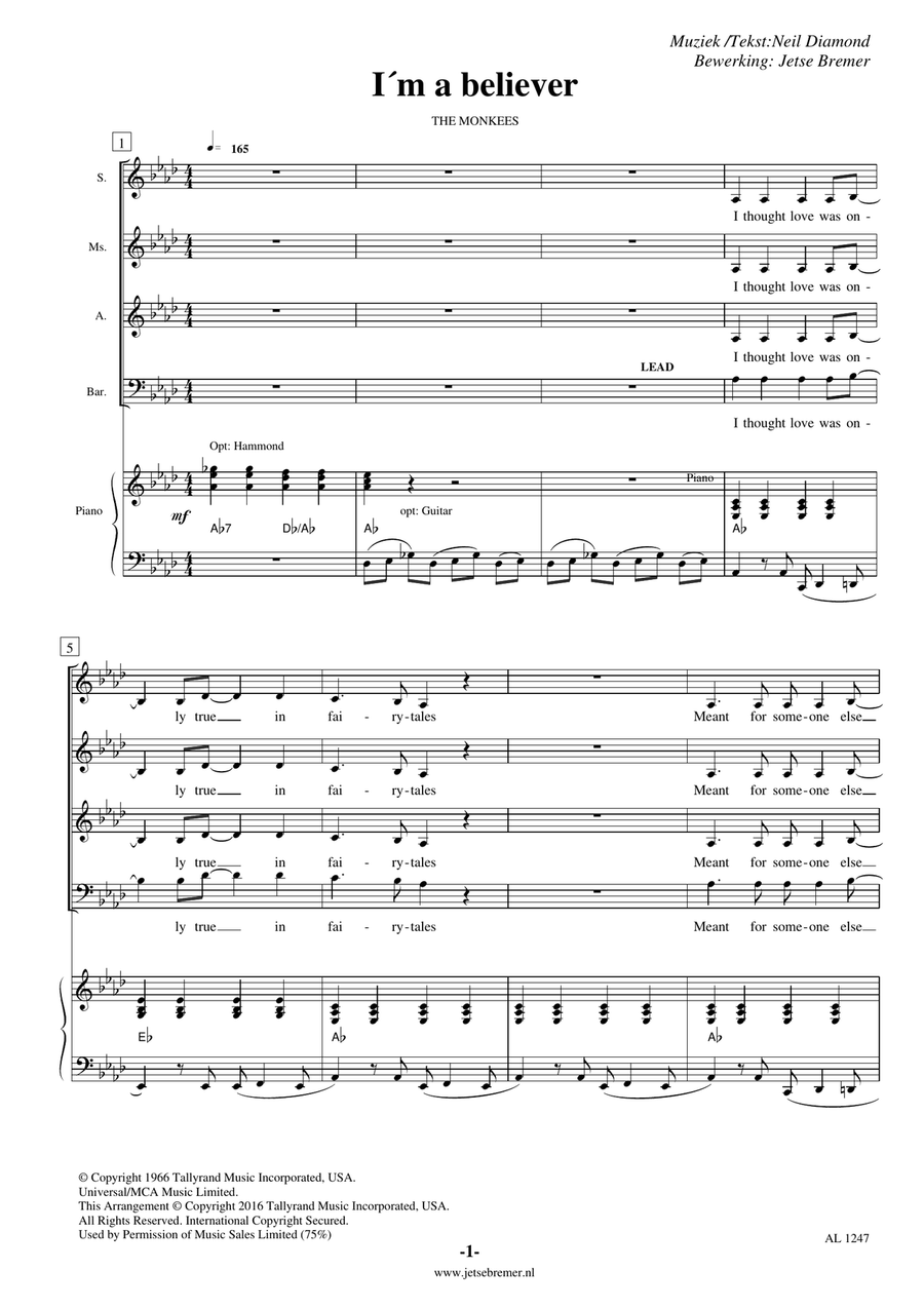I'm A Believer 4-Part scores gallery preview page 1