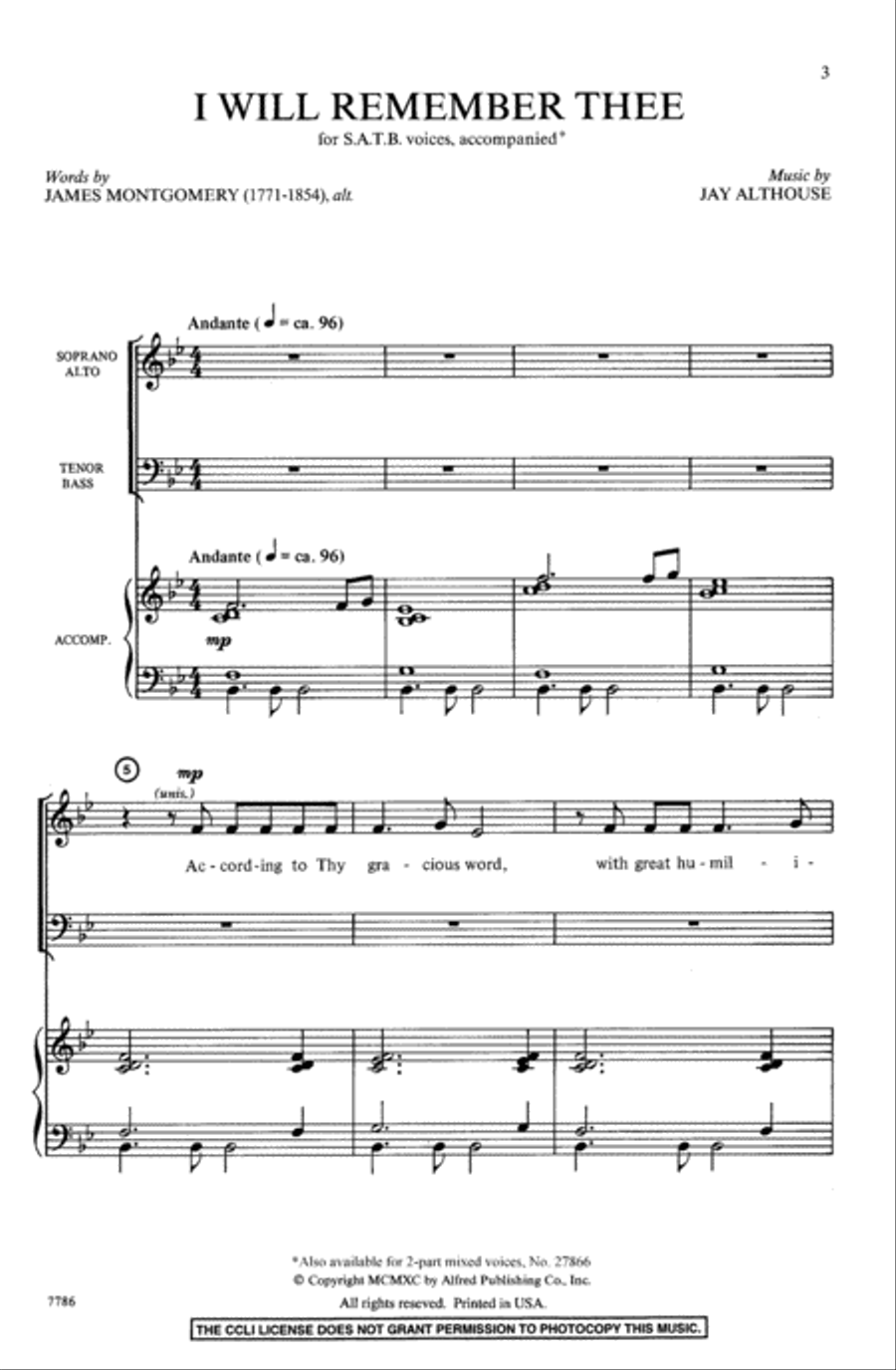 I Will Remember Thee 4-Part scores gallery preview page 3