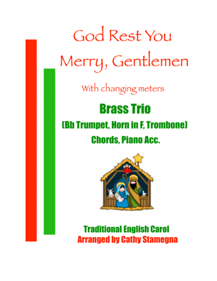 Book cover for God Rest You Merry, Gentlemen (Brass Trio-Bb Trumpet, Horn in F, Trombone) (Chords, Piano Acc.)