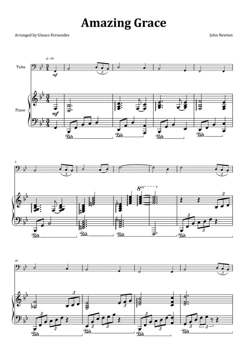 Amazing Grace - Tuba & Piano image number null