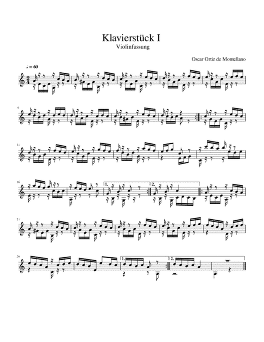 Klavierstück I. Violinfassung. (Violin version)