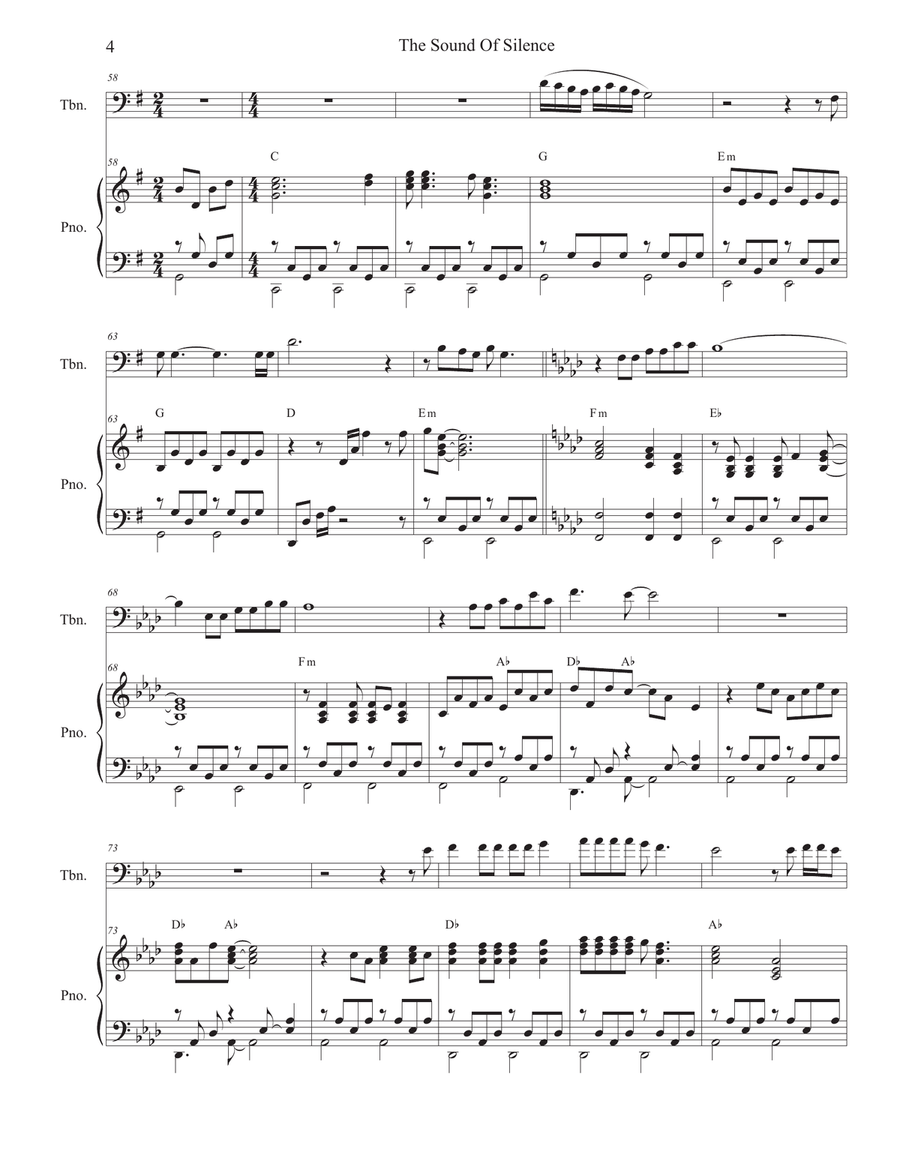 The Sound Of Silence Piano scores gallery preview page 4