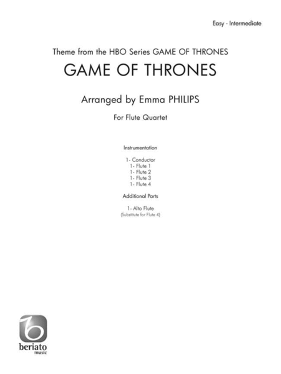Game of Thrones Game of Thrones Flute Quartet scores gallery preview page 2