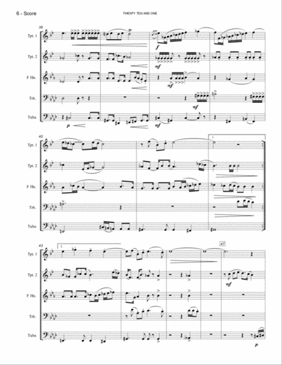 Twenty Ten and One (Brass Quintet) Brass Quintet scores gallery preview page 6