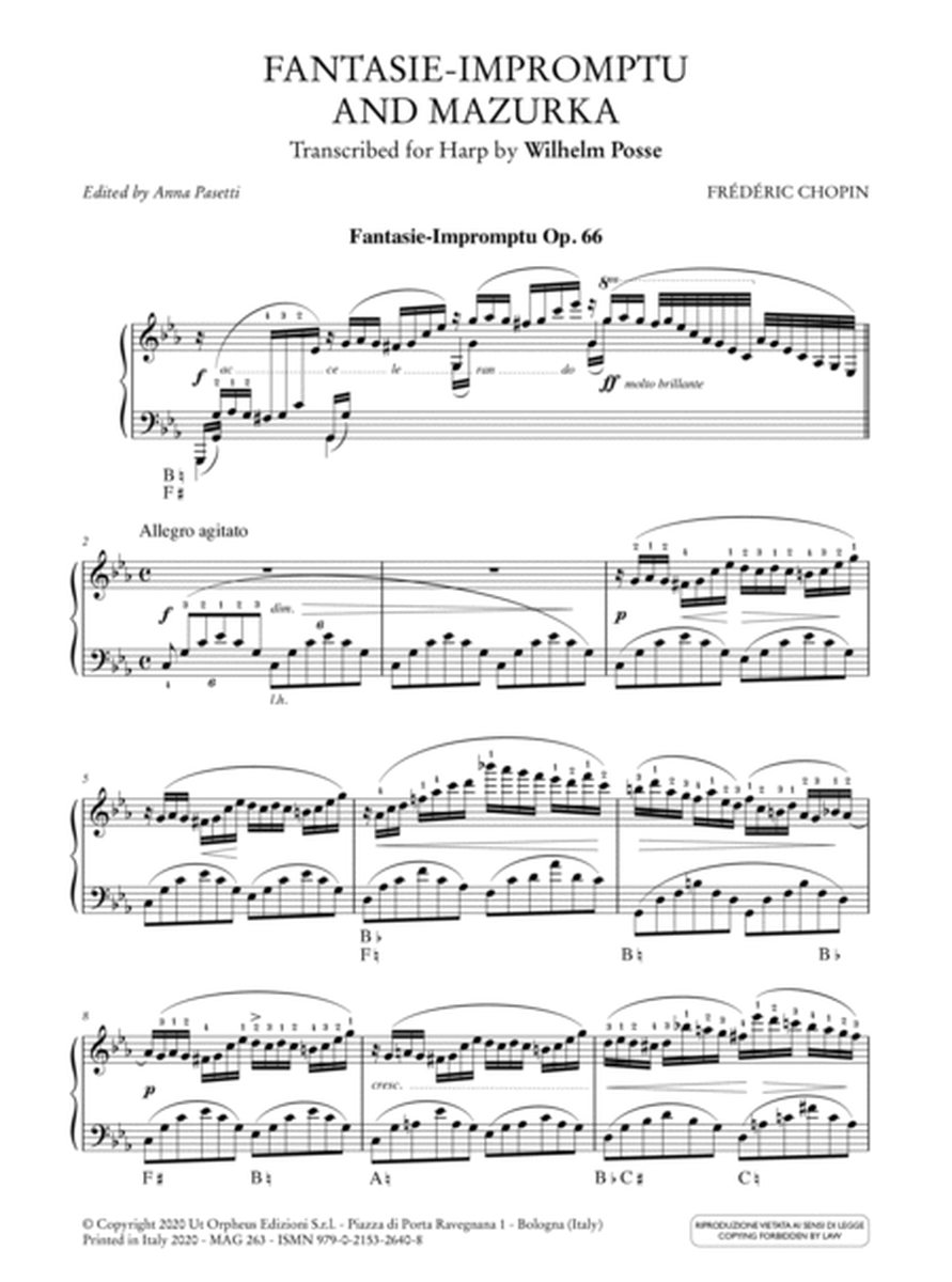 Fantasie-Impromptu and Mazurka for Harp. Transcription by Wilhelm Posse (1852-1925)