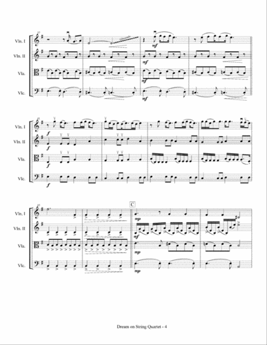 Dream On Dream On String Quartet scores gallery preview page 5