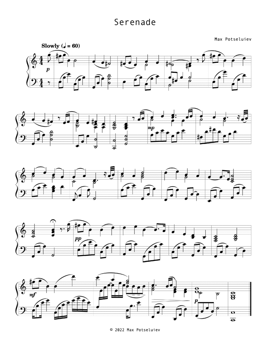 Serenade Piano Solo scores gallery preview page 1