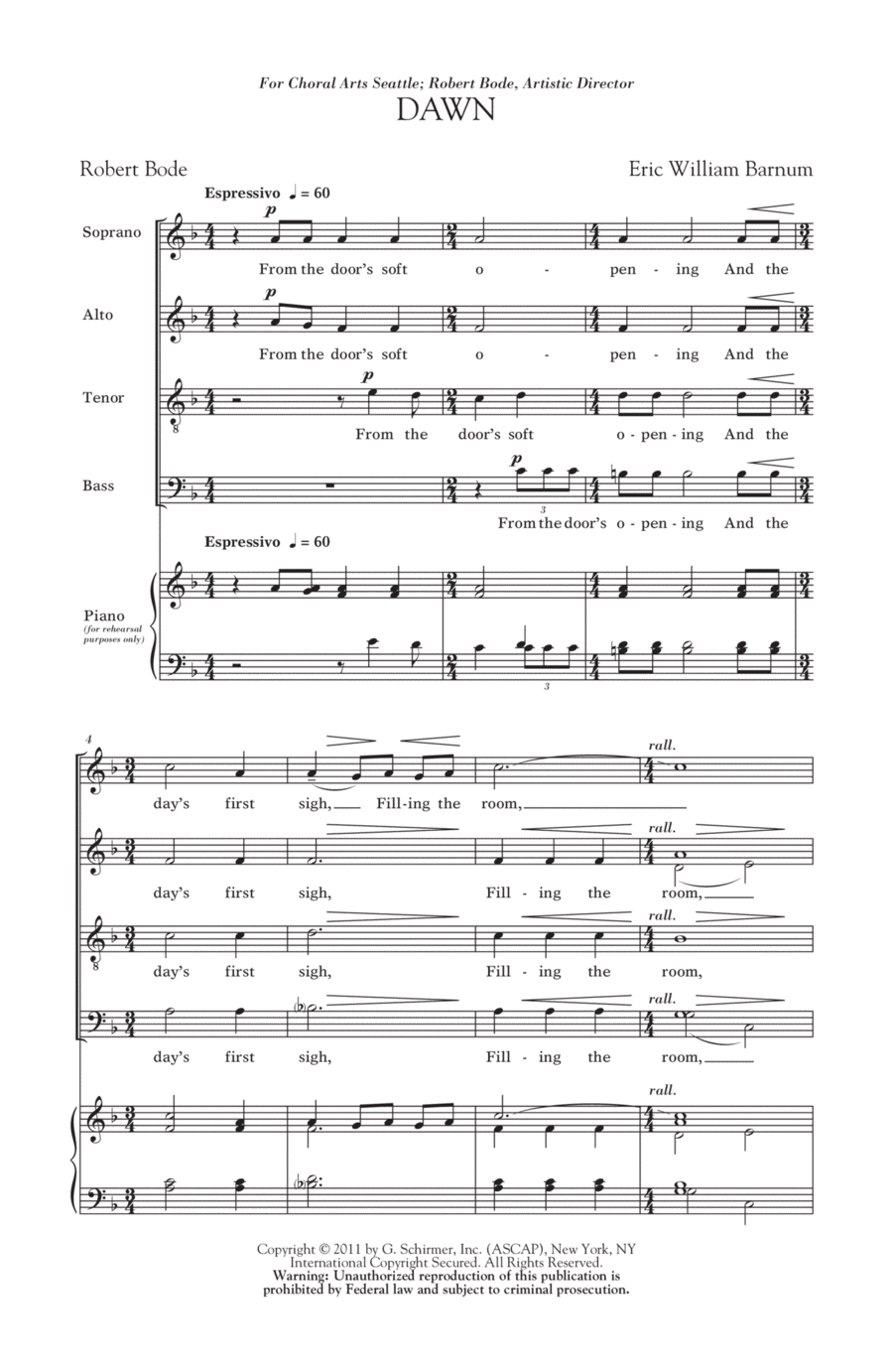 Dawn Dawn 4-Part scores gallery preview page 1