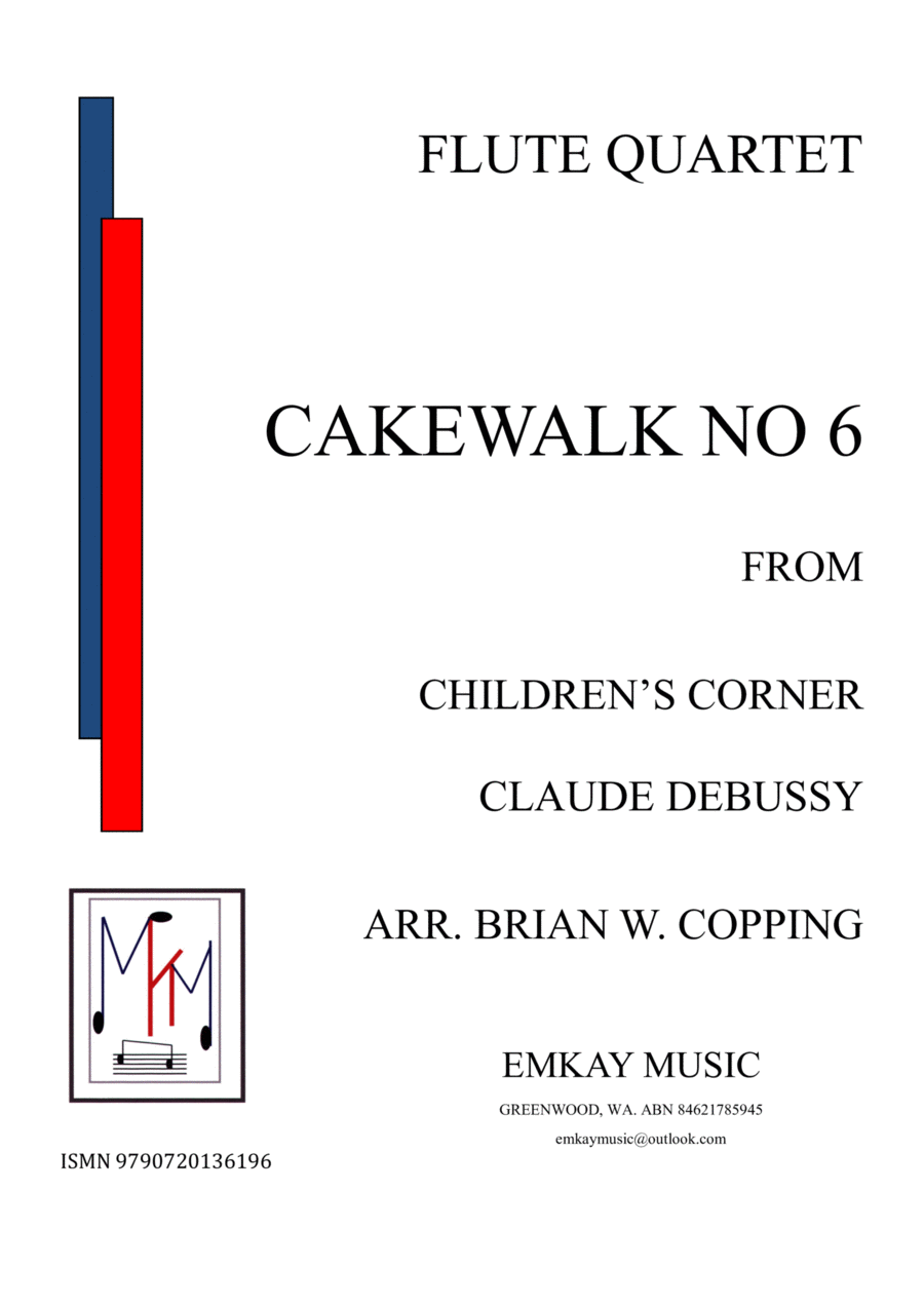 CAKEWALK NO6 FROM CHILDREN'S CORNER - FLUTE QUARTET Flute Quartet scores gallery preview page 1