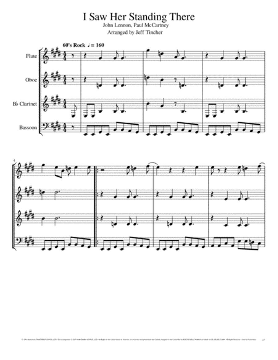 I Saw Her Standing There Woodwind Quartet scores gallery preview page 2