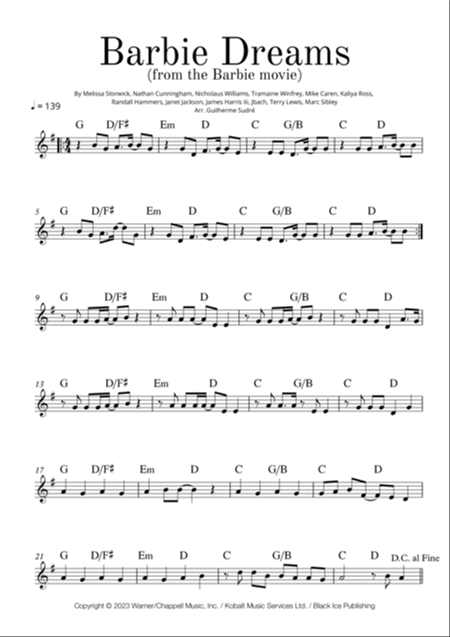 Barbie Dreams Easy Piano scores gallery preview page 2