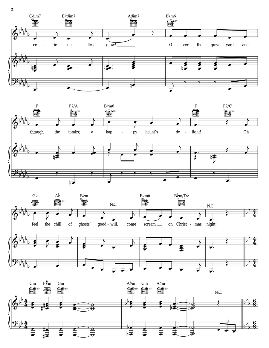 Over The Graveyard Piano, Vocal, Guitar scores gallery preview page 2