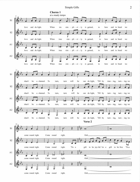 Simple Gifts, SSAA a cappella image number null