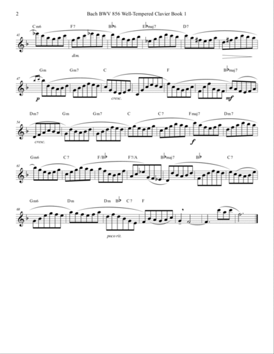 Bach BWV 856 Well-Tempered Clavier Book 1 Prelude 11 In F Flute Oboe Sax Study Woodwind Ensemble scores gallery preview page 2