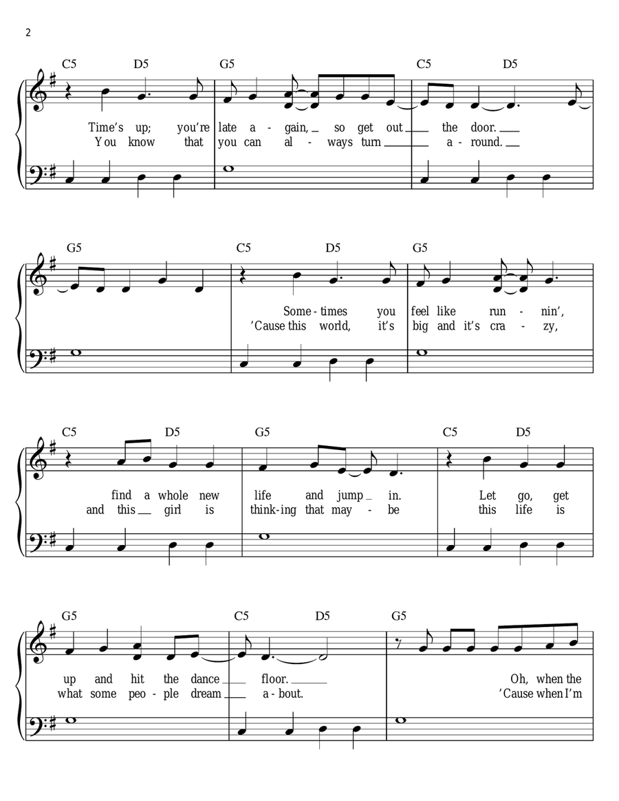 You'll Always Find Your Way Back Home Easy Piano scores gallery preview page 2