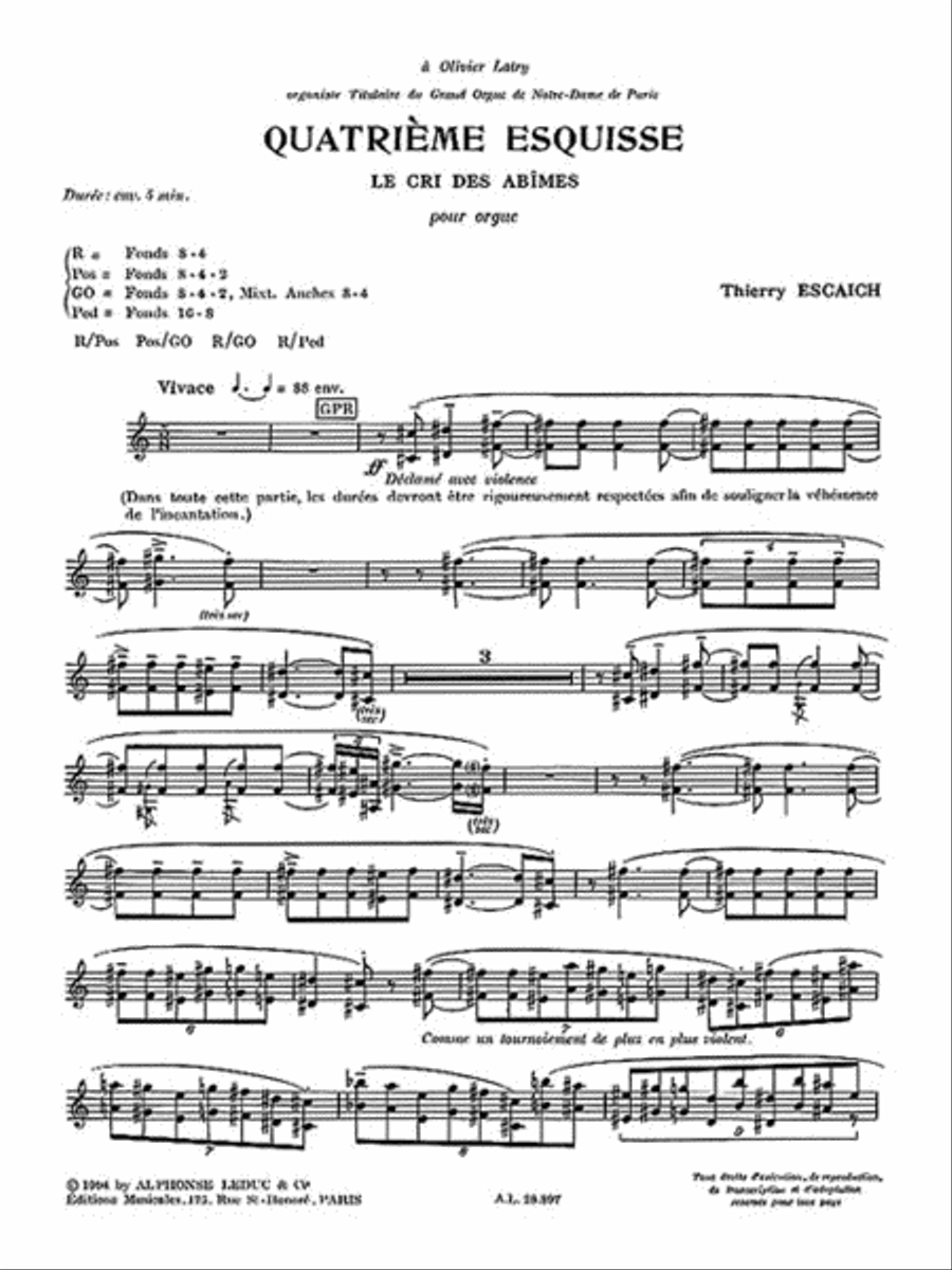 Escaich Esquisse No.4 Le Cri Des Abimes Organ Book Organ scores gallery preview page 3