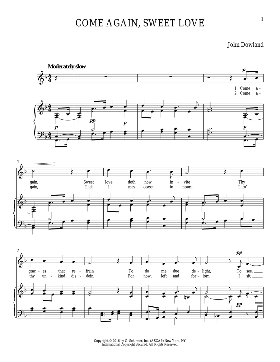 Come Again, Sweet Love Baritone Horn TC scores gallery preview page 1