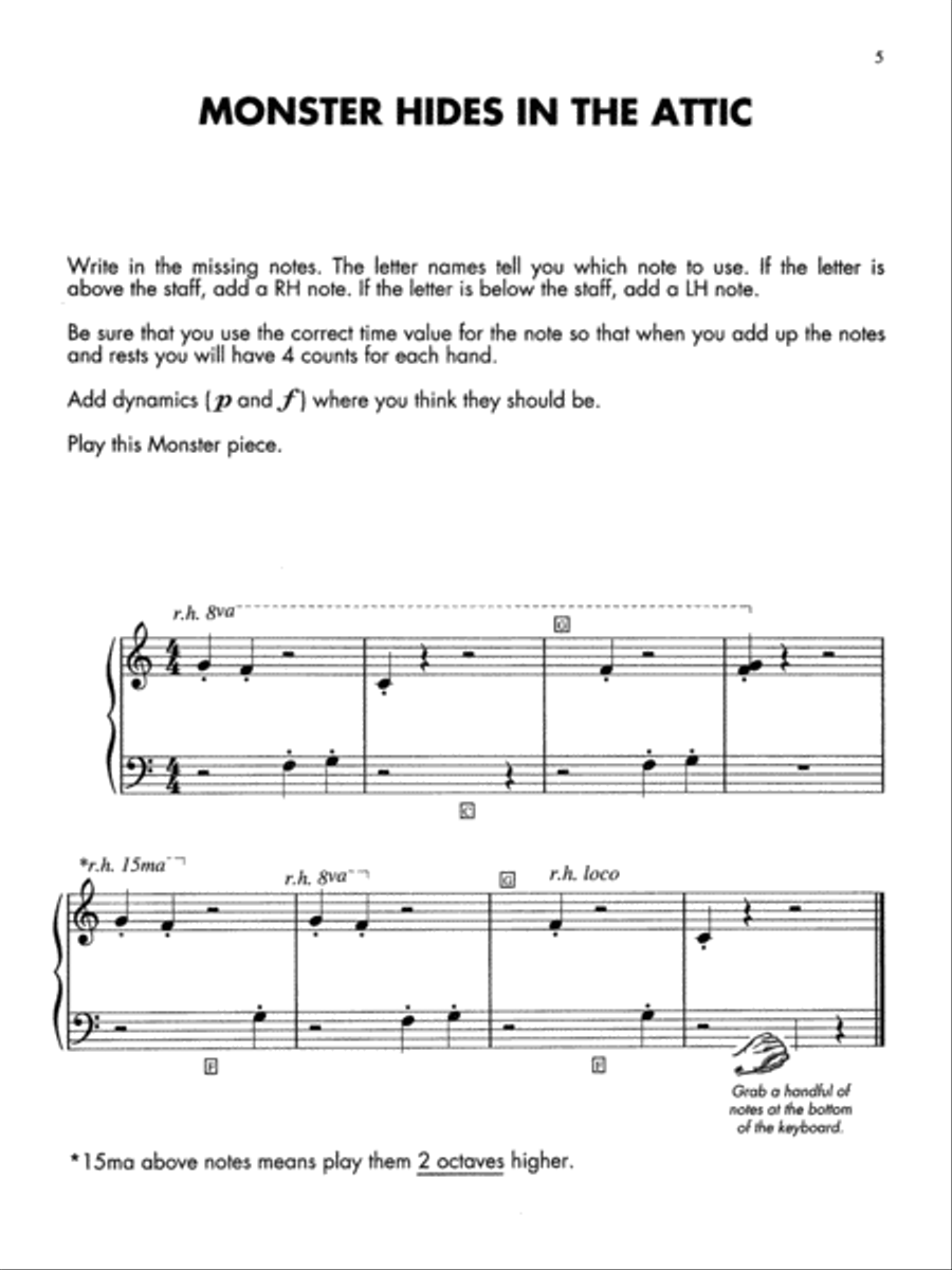 Color by Note Monsters Piano Method scores gallery preview page 4