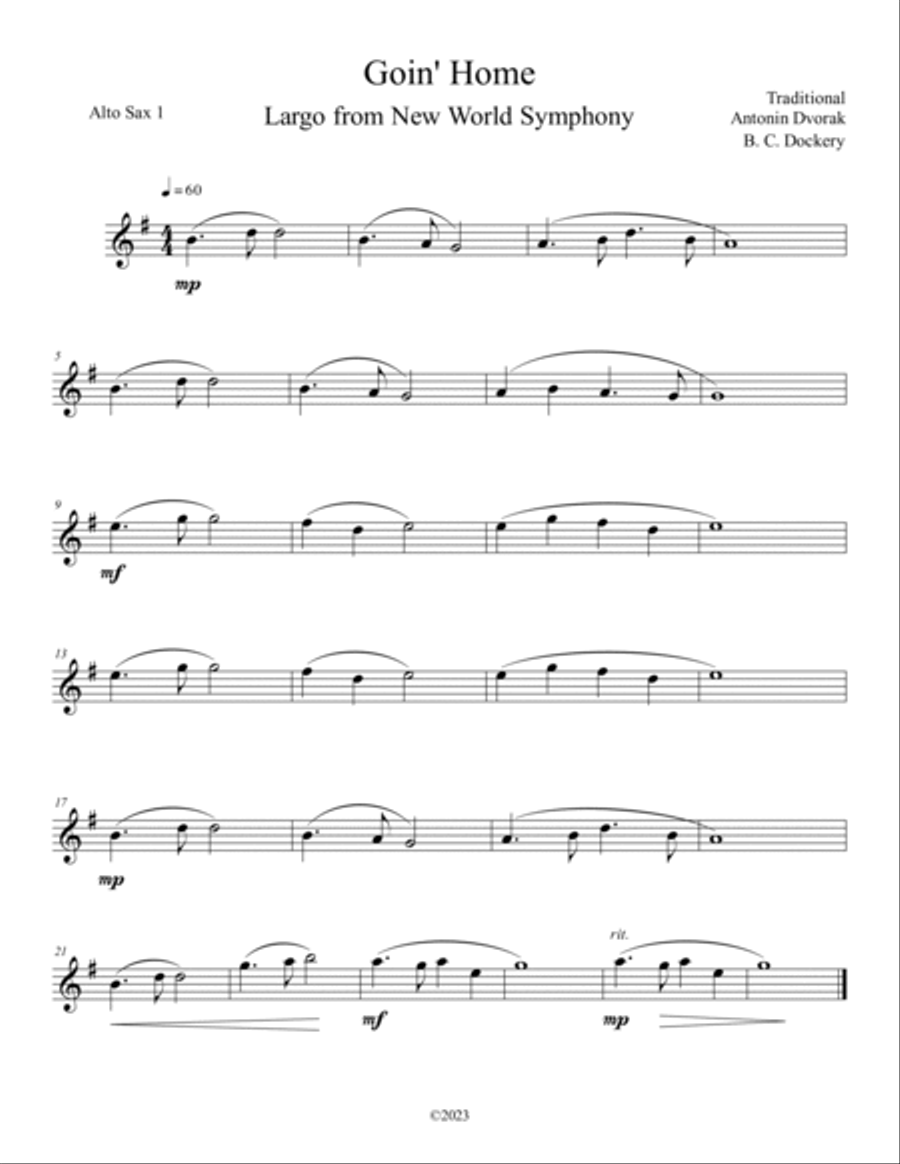 Goin' Home - Largo from New World Symphony (Alto Sax Solo with Piano Accompaniment) Alto Saxophone scores gallery preview page 3