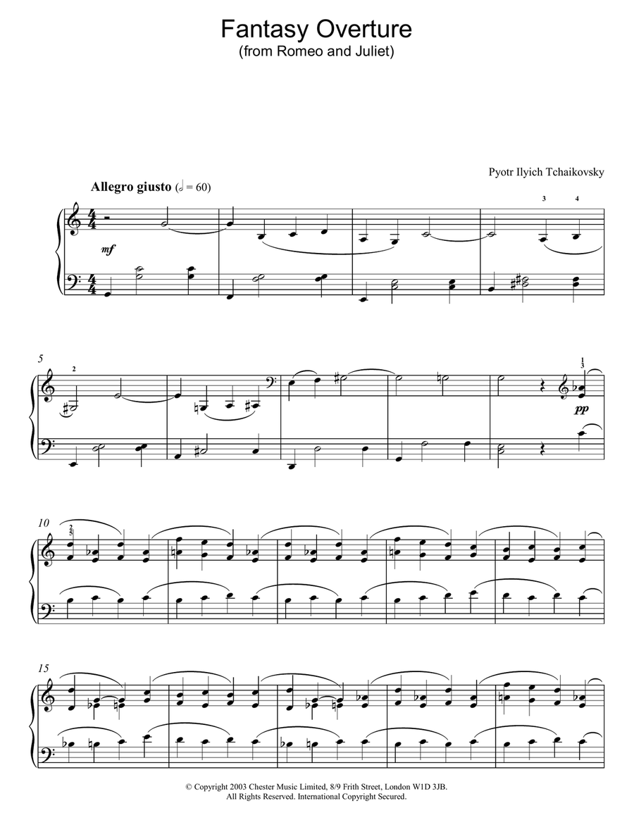 Fantasy Overture (from Romeo And Juliet) Piano Solo scores gallery preview page 1