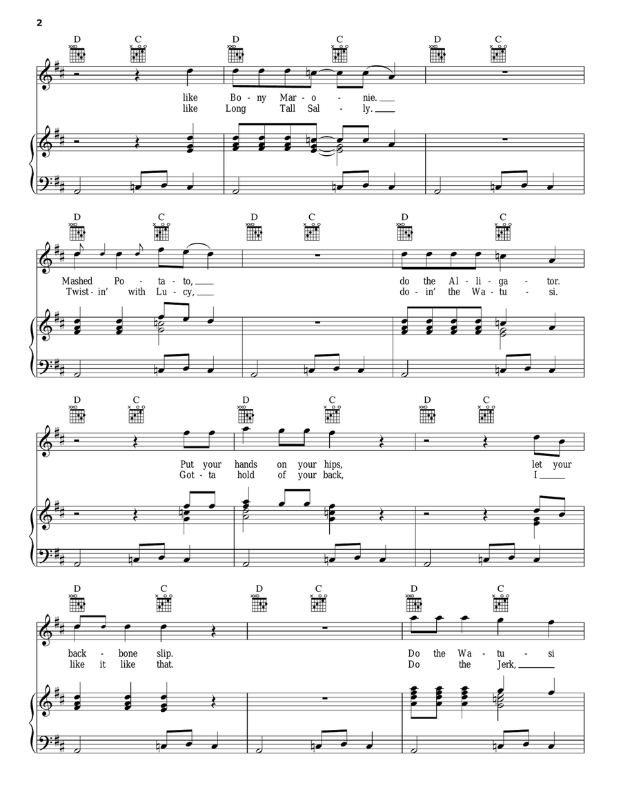 Land Of A Thousand Dances Piano, Vocal, Guitar scores gallery preview page 2